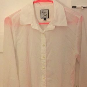 White sheer button down